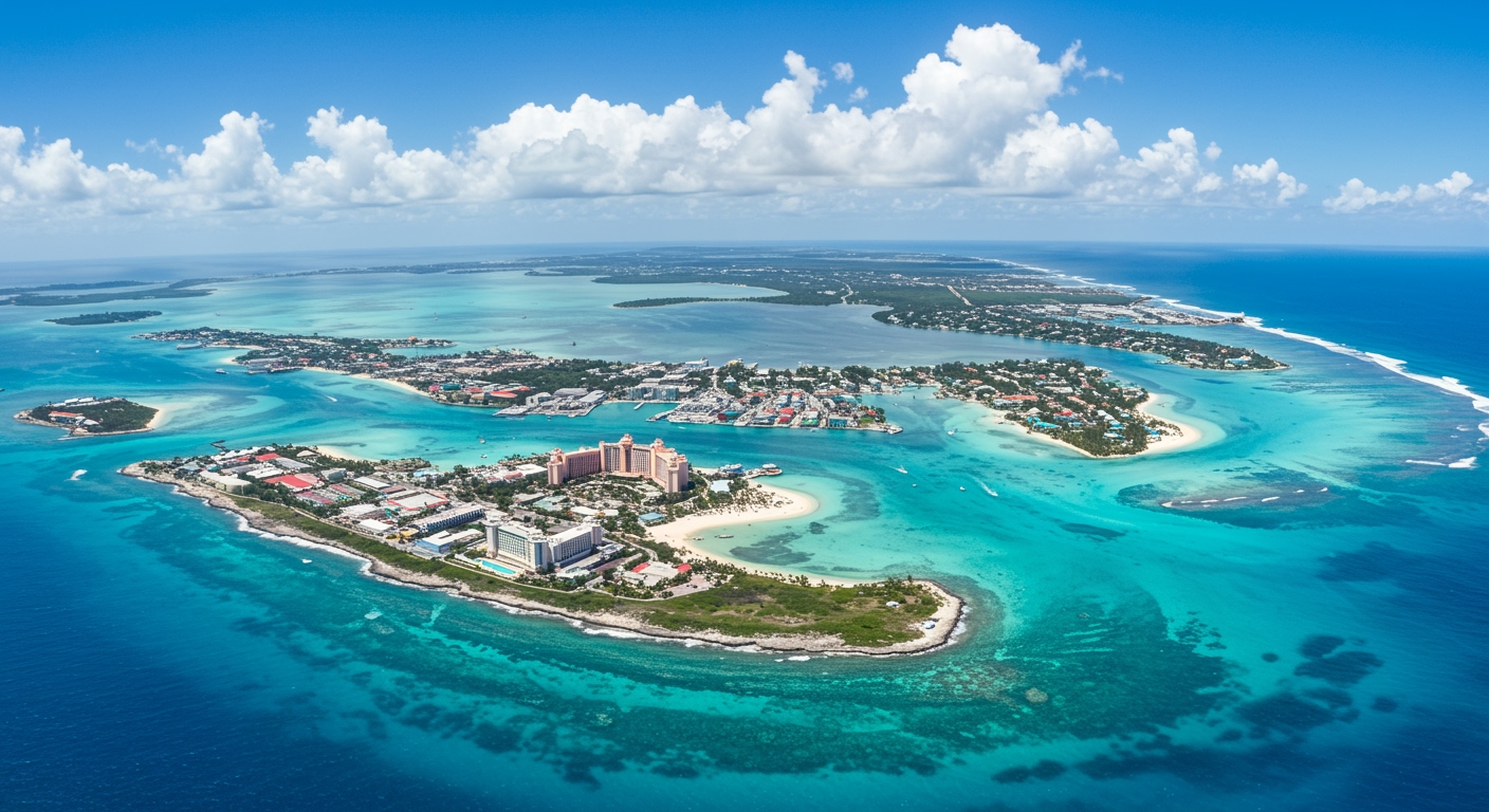 Jet privé survolant Bahamas et la région environnante