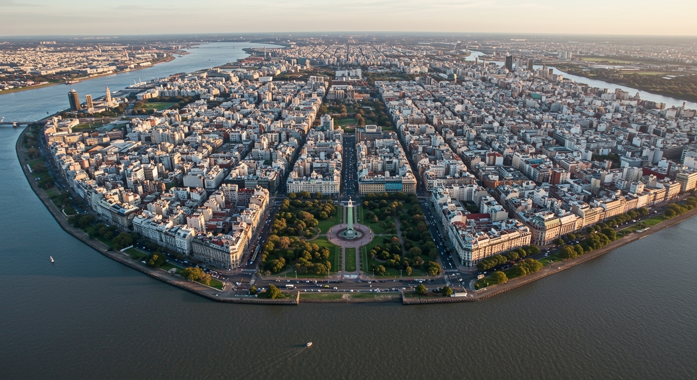 Jet privé survolant l'Argentine et la région environnante