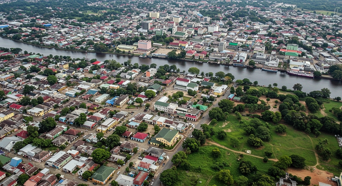 Jet privé survolant Suriname et la région environnante